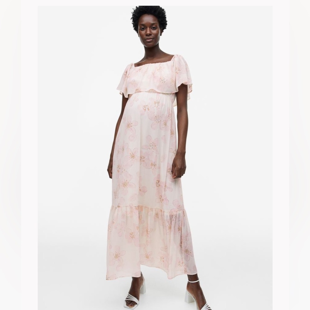 H&M MAMA Flounced Off-The-Shoulder Dress XL